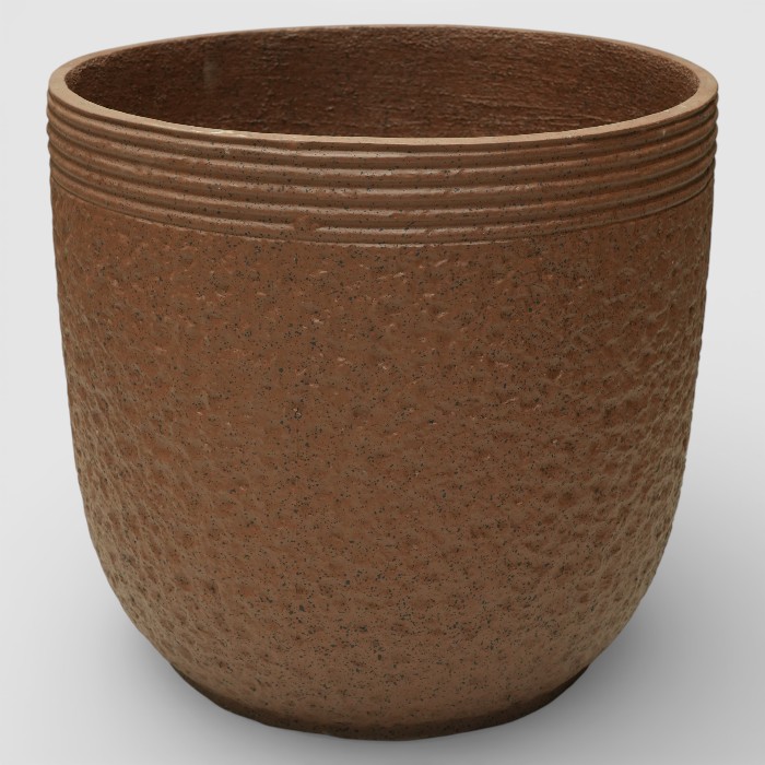 Granite Grey Scalloped Planter – Modern Textured Ceramic Pot