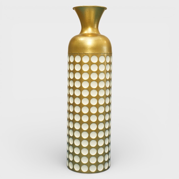 Gilded Luxe Perforated Metal Floor Vase