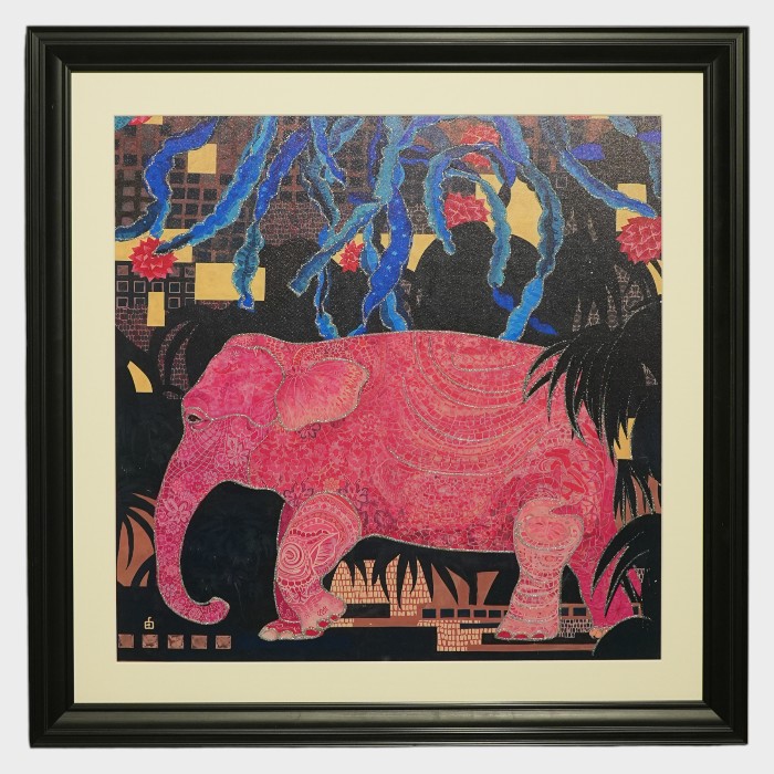 Maharaja’s Dream – Ornate Pink Elephant Mosaic Art