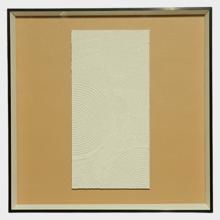 "Equilibrium" – Mother of Pearl & Crushed Stone Abstract Framed Art