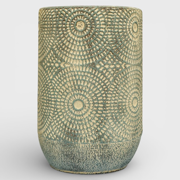 Arctic Blue Ribbed "Hollow" Statement Vase