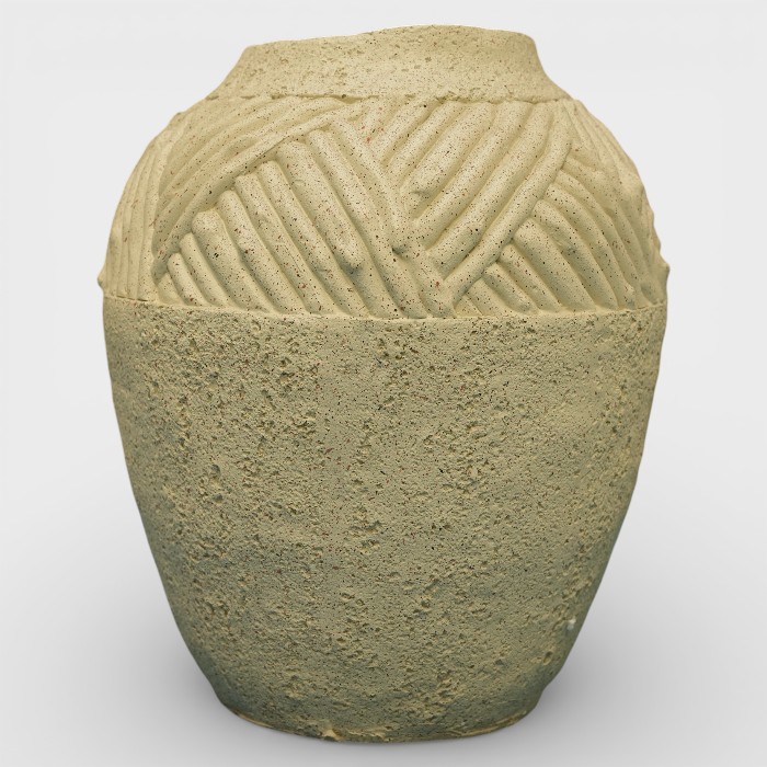 "The Sahara" Woven-Style Vase | Earthy Stone-Finish Decor