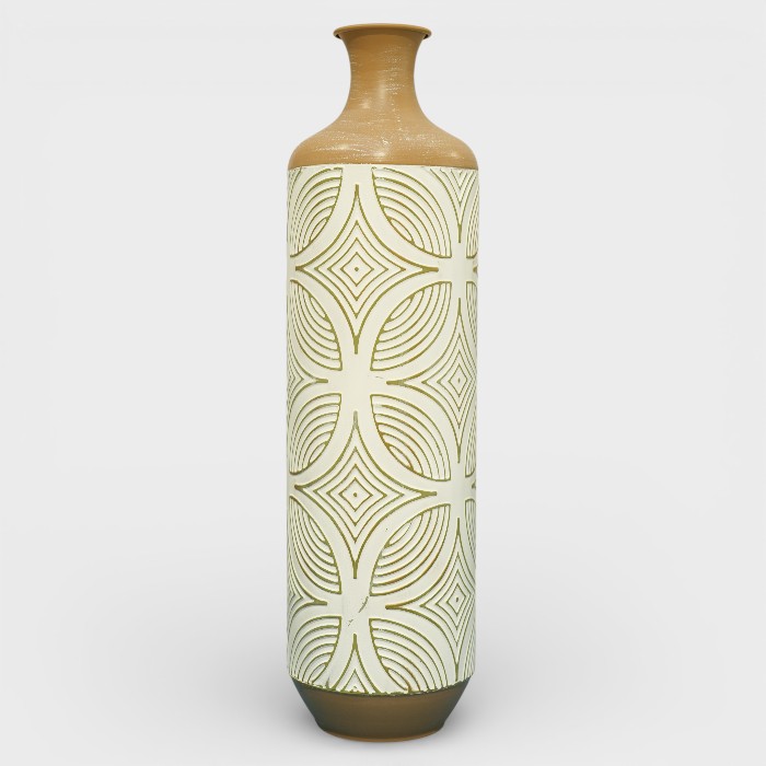 Midnight & Gold Tribal Embossed Industrial Floor Vase