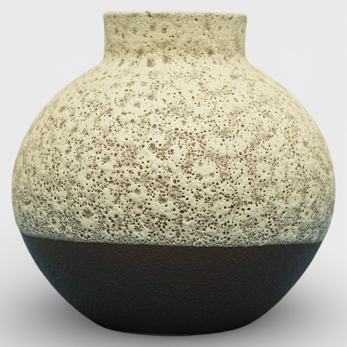 Volcanic-Effect Bud Vase in Cream & Burnt Umber