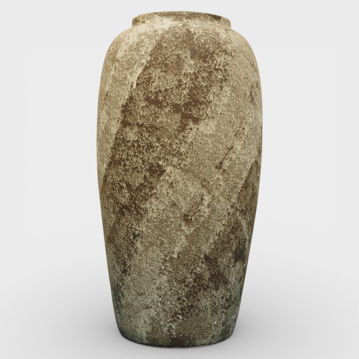 Tall Distressed Ceramic Vessel - Cream & Rust