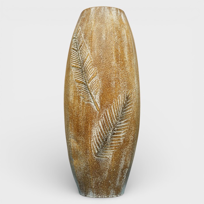 Autumn Leaf Embossed Oval Vase – Weathered Bronze Finish