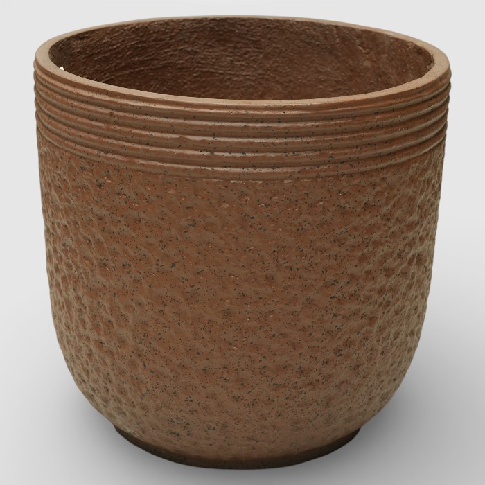 Sage Green Scalloped Planter – Textured Geometric Speckled Pot