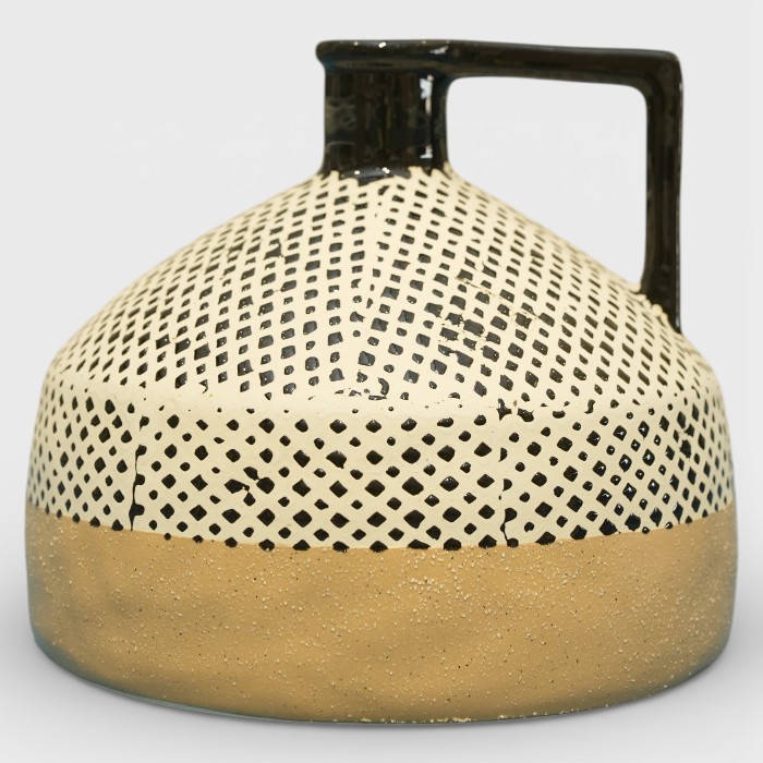 Speckled Ocher & Cream Decorative Pitcher | Hand-Finished Textured Vase