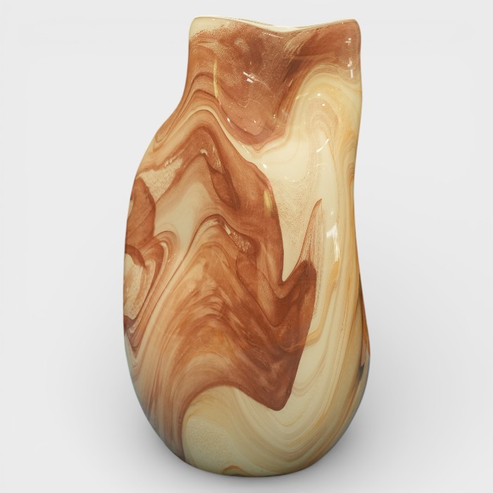 "Autumn Horizon" Glass Vessel | Warm Terracotta & Cream Swirled Vase