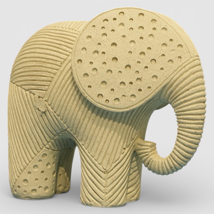 The Sahara Elephant: Contemporary Sculptural Accent with Gold Accents