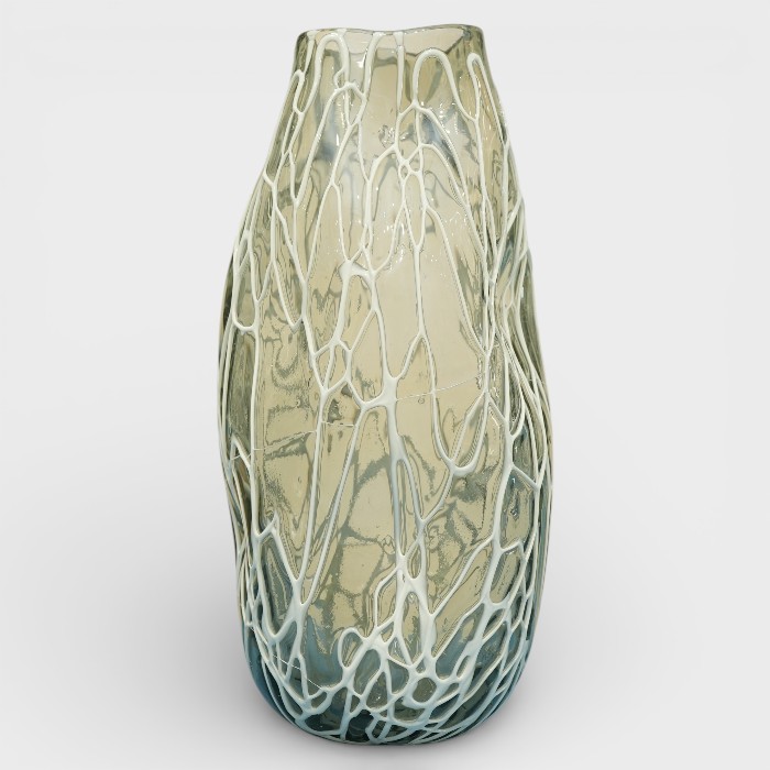 Smoked Amber & Teal Translucent Organic Vessel