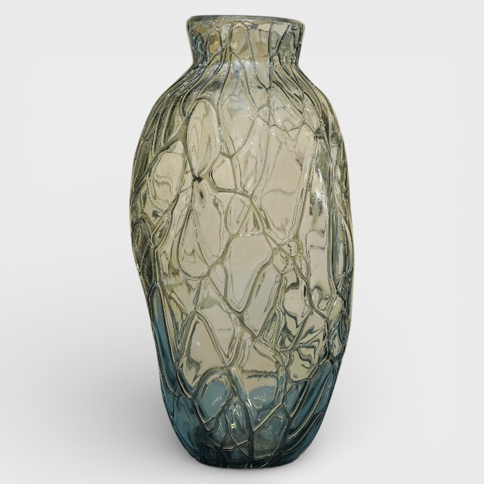 Molten Glass Artisan Vase with Webbed Texture