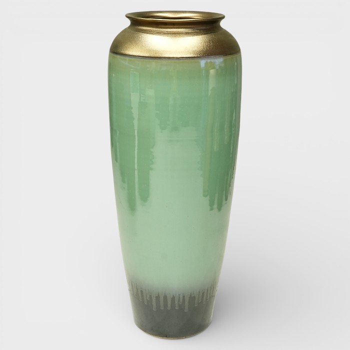 Large Rustic Earth-Tone Floor Vase – Hand-Textured Ceramic Tall Planter