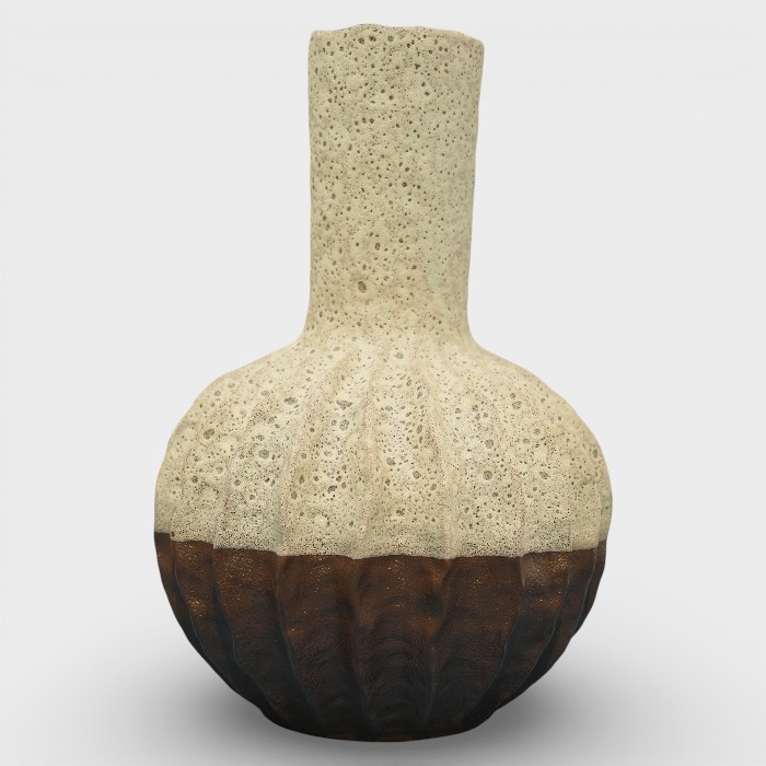 Two-Tone Lava Stone Texture Vase with Fluted Base