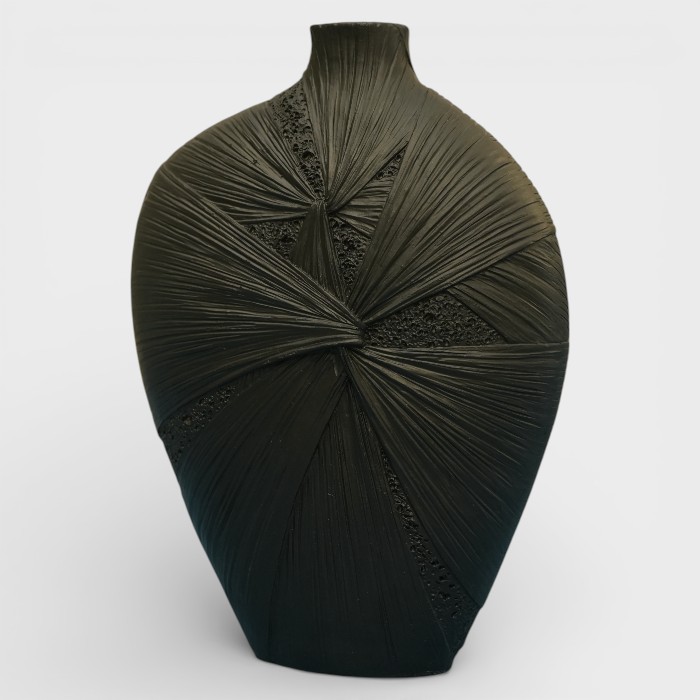 Midnight "Wrapped" Sculptural Vase | Contemporary Textured Bud Vase