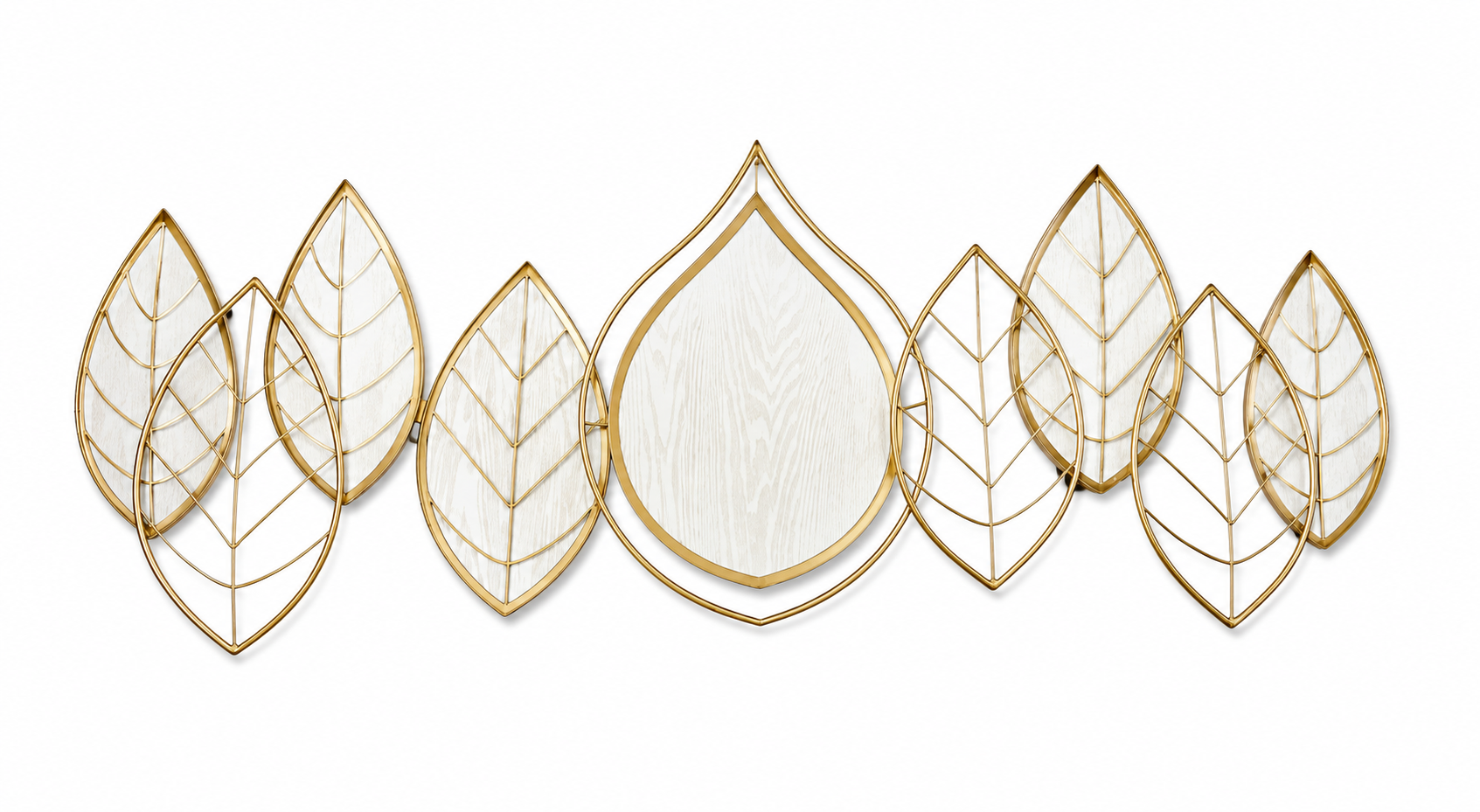 Gold & Ivory Leaf Wall Art | Modern Decorative Metal Wall Décor