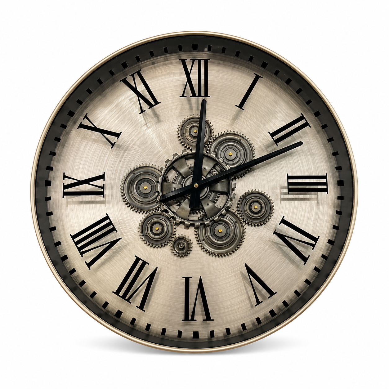 Vintage Gear Roman Numeral Metal Wall Clock 500mm